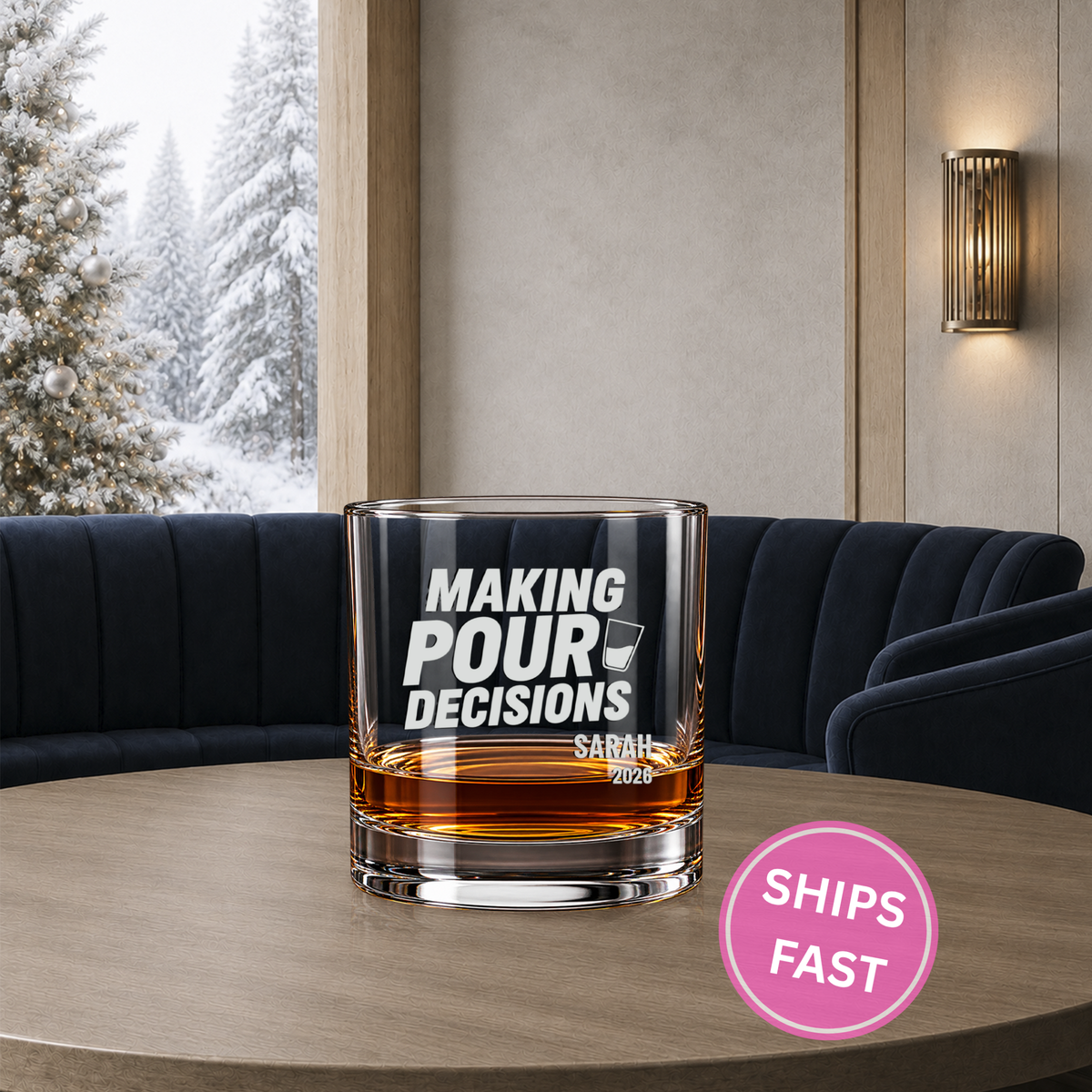Adult Humor Editorial Stack engraved whiskey glass