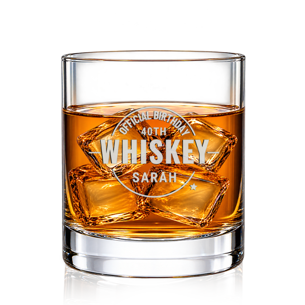 Bold Three-Line Wordmark engraved whiskey glass