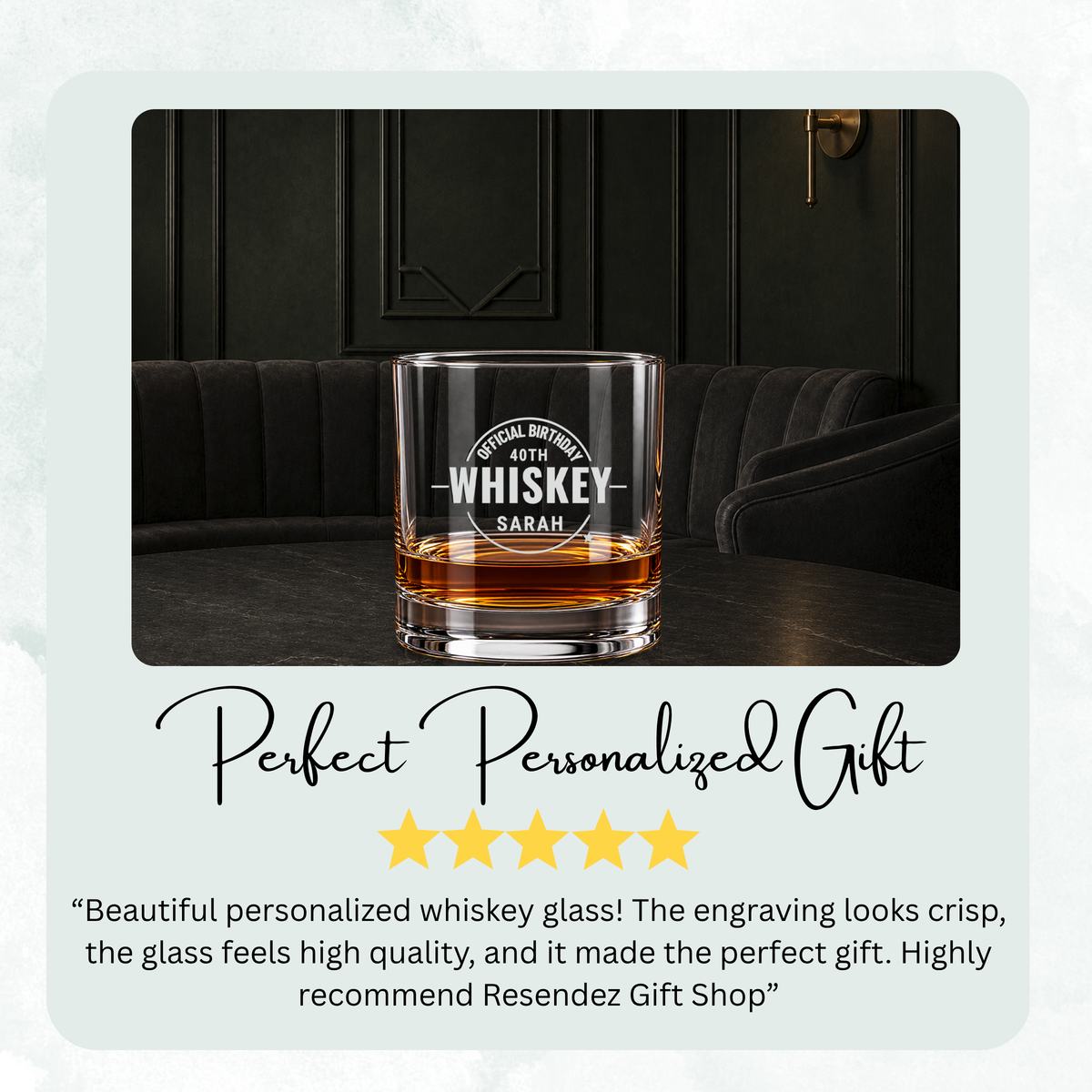 Bold Three-Line Wordmark engraved whiskey glass