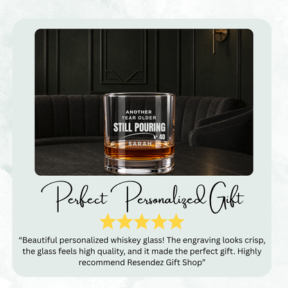 Official Birthday Stamp engraved whiskey glass