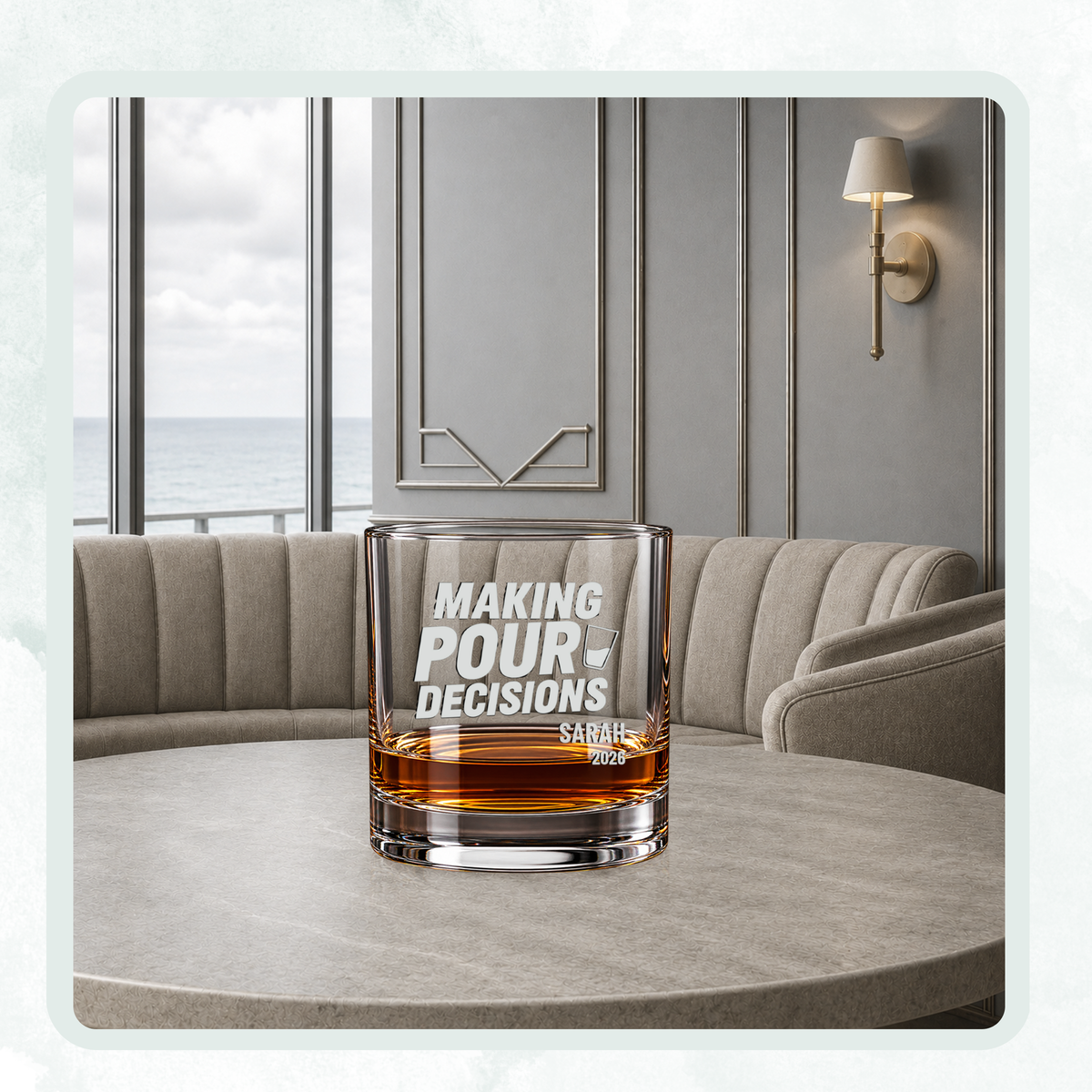 Conversational Humor Sweep engraved whiskey glass