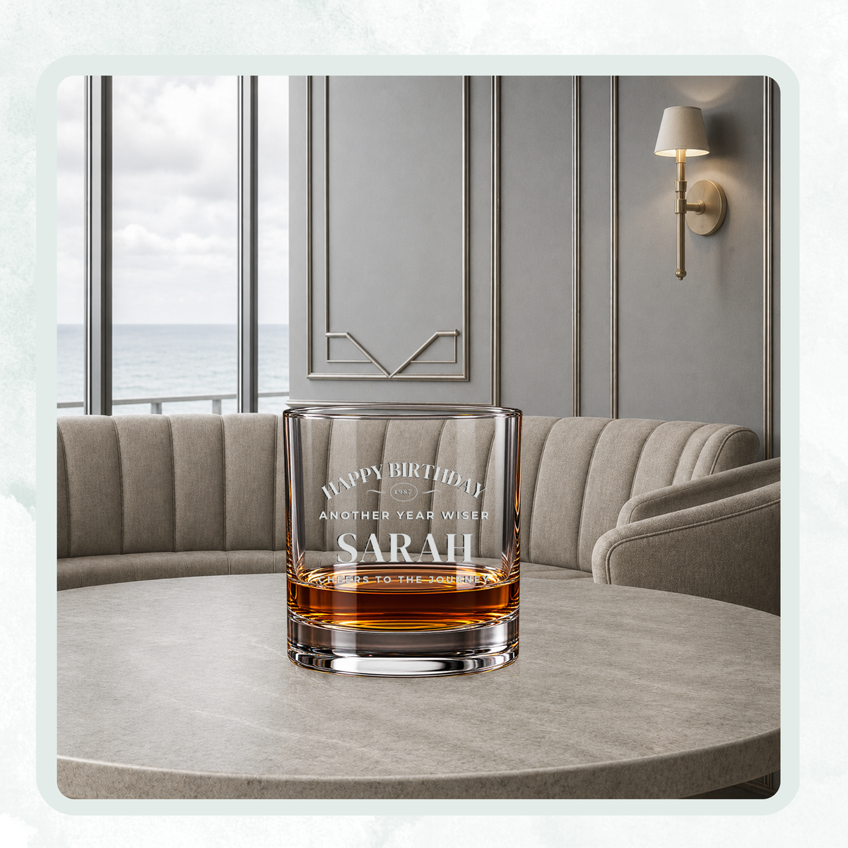 Conversational Humor Sweep engraved whiskey glass