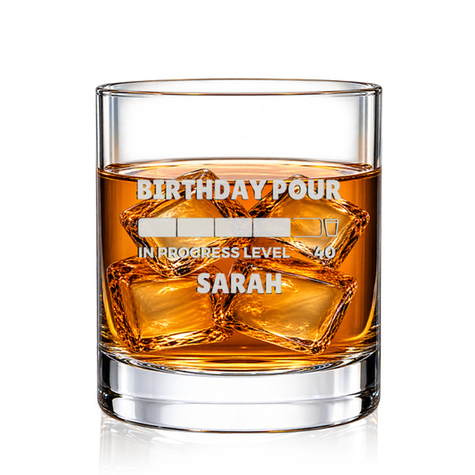 Conversational Humor Sweep engraved whiskey glass