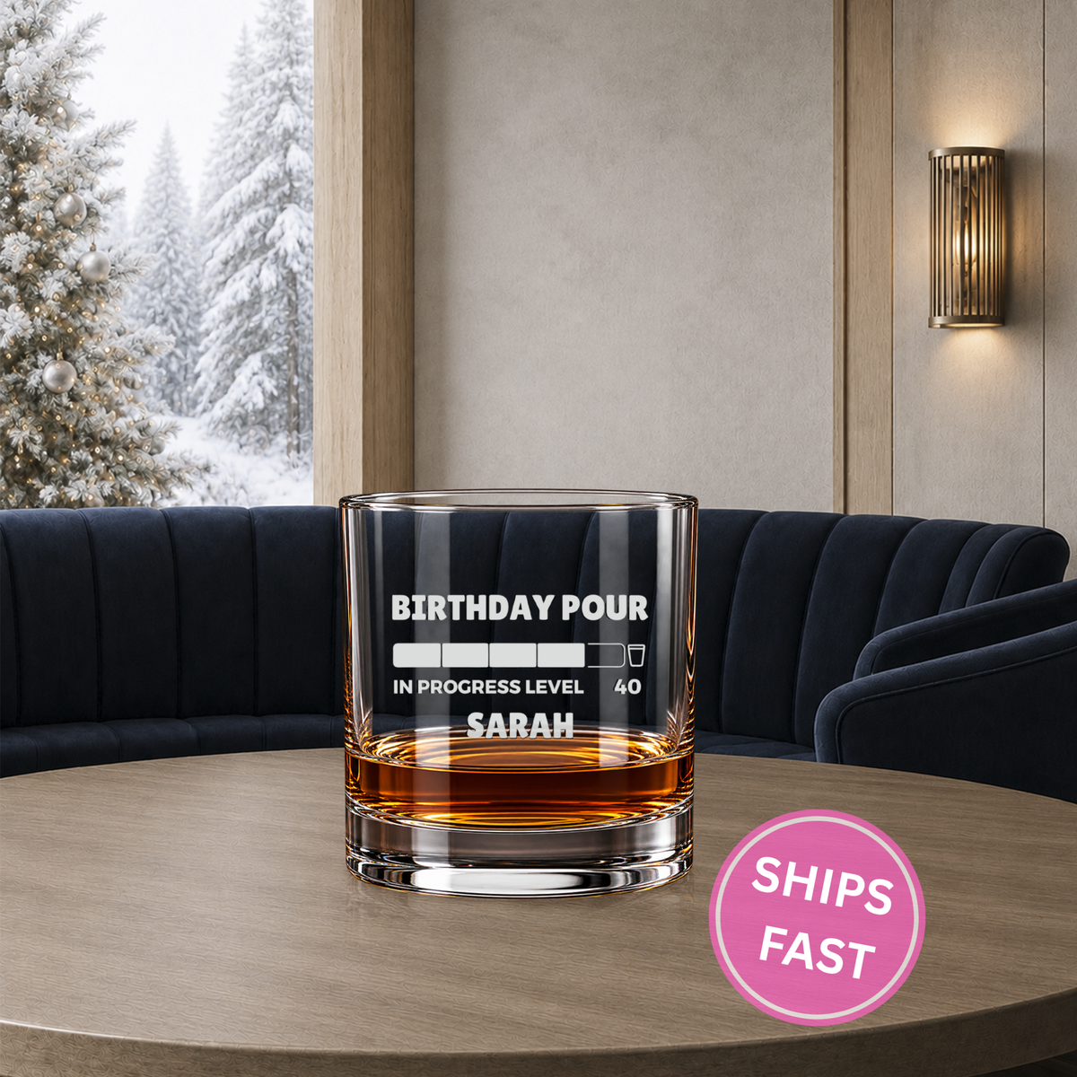 Conversational Humor Sweep engraved whiskey glass