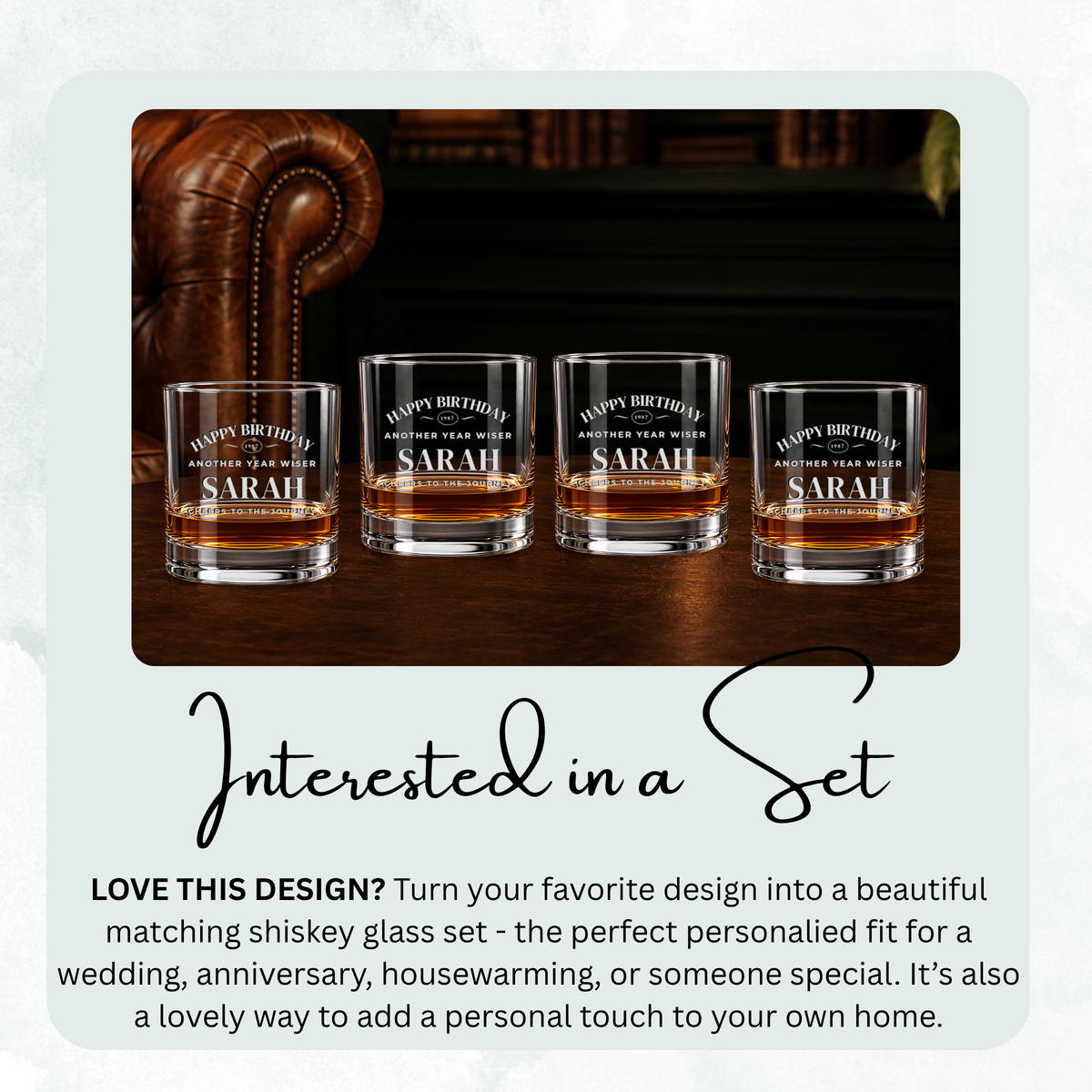 Birthday Progress Meter engraved whiskey glass