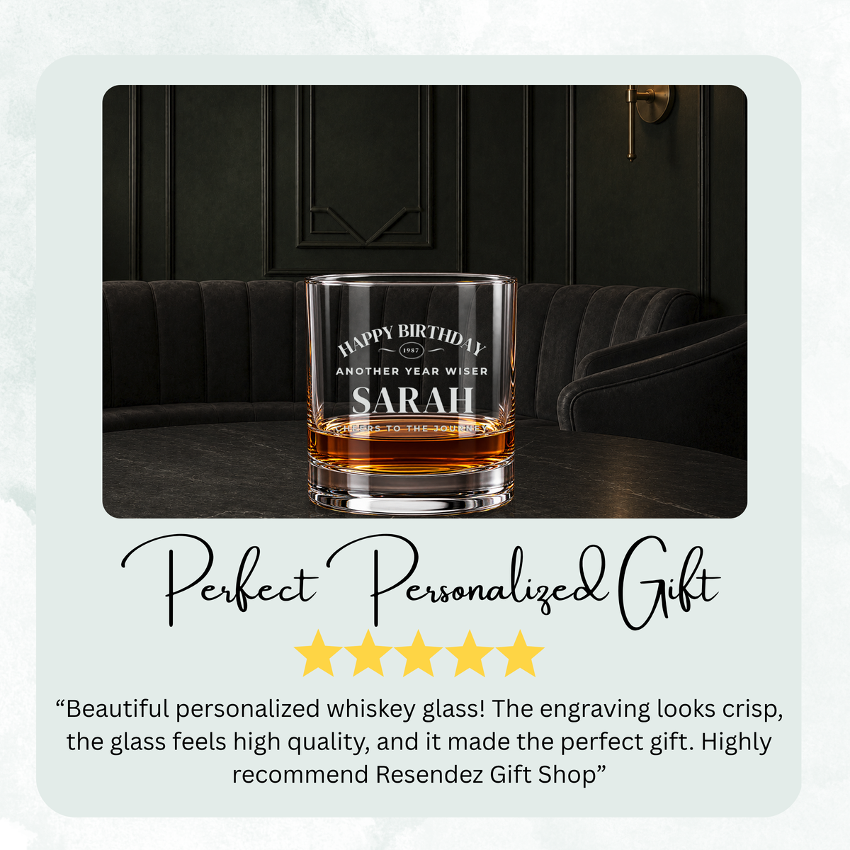Birthday Progress Meter engraved whiskey glass