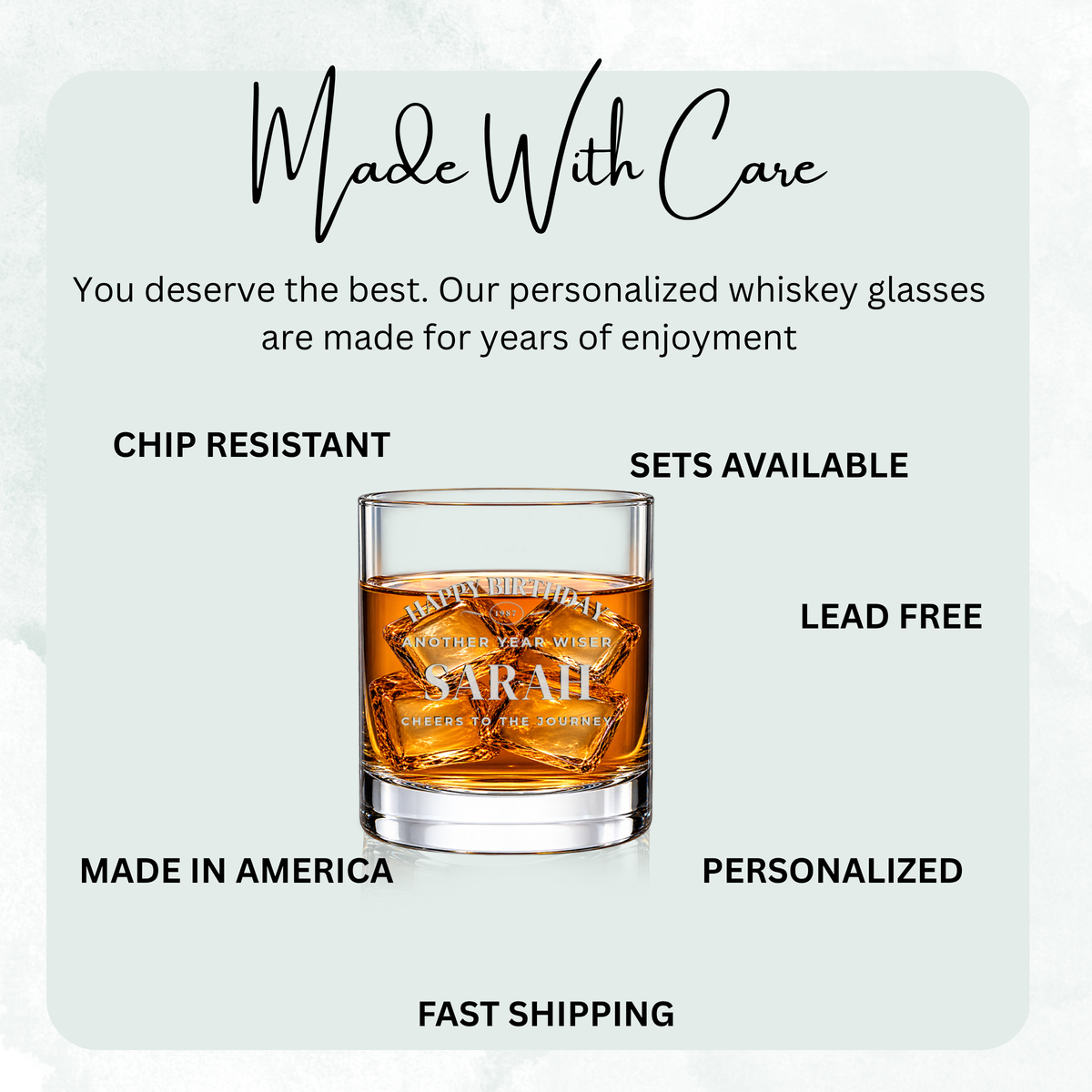 Birthday Progress Meter engraved whiskey glass