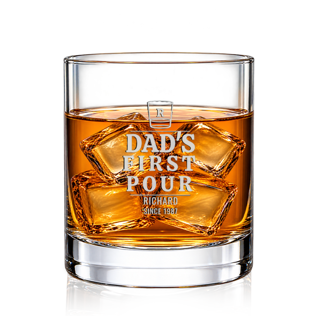 Dad’s First Pour Engraved Whiskey Glass