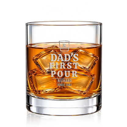 Dad’s First Pour Engraved Whiskey Glass