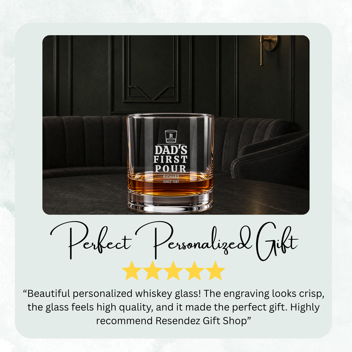Dad’s First Pour Engraved Whiskey Glass