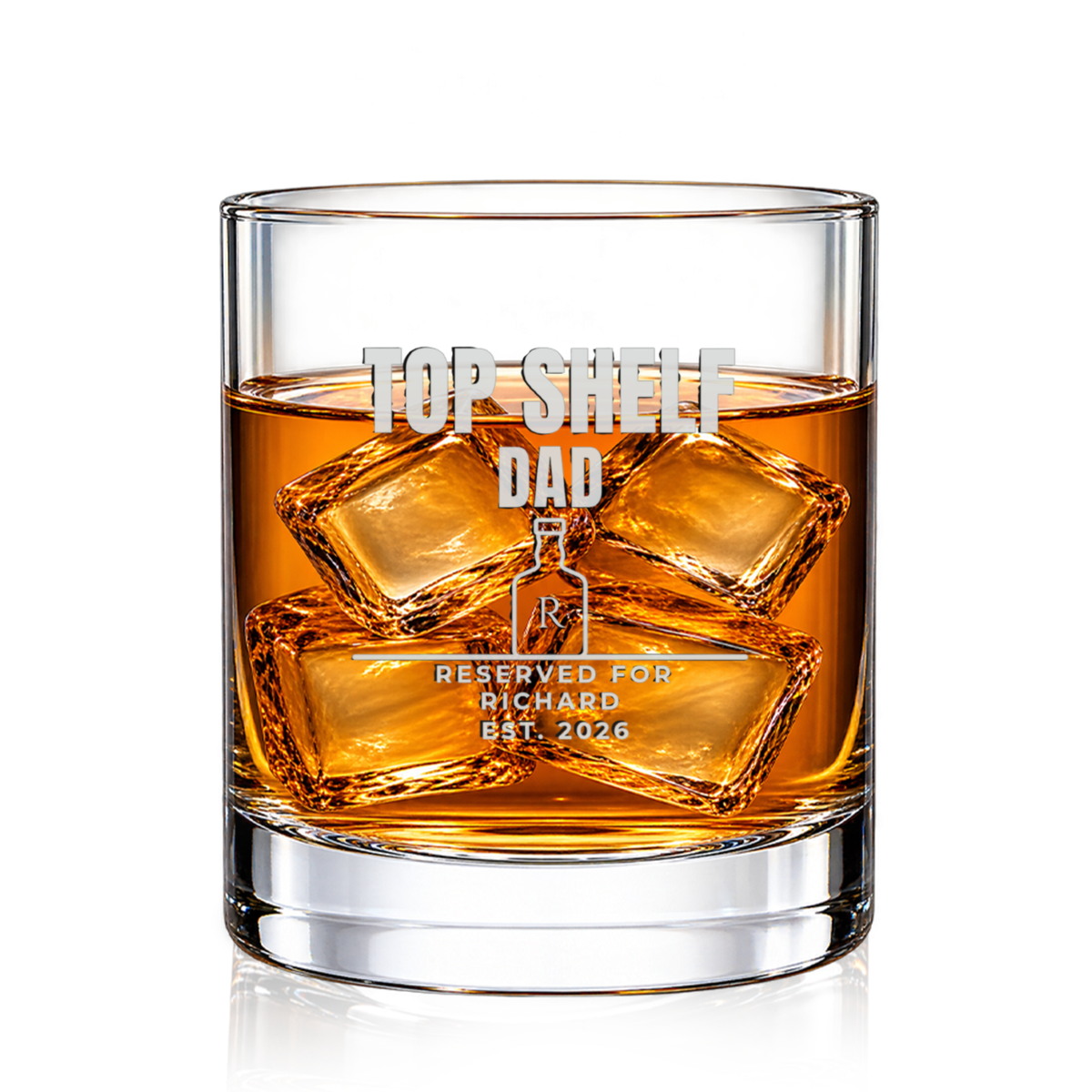 Top Shelf Dad Engraved Whiskey Glass