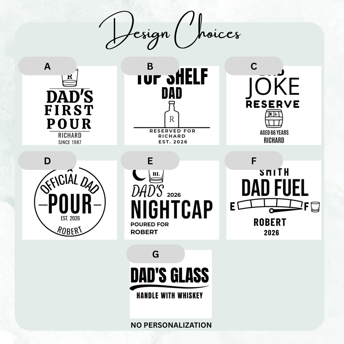 Top Shelf Dad Engraved Whiskey Glass