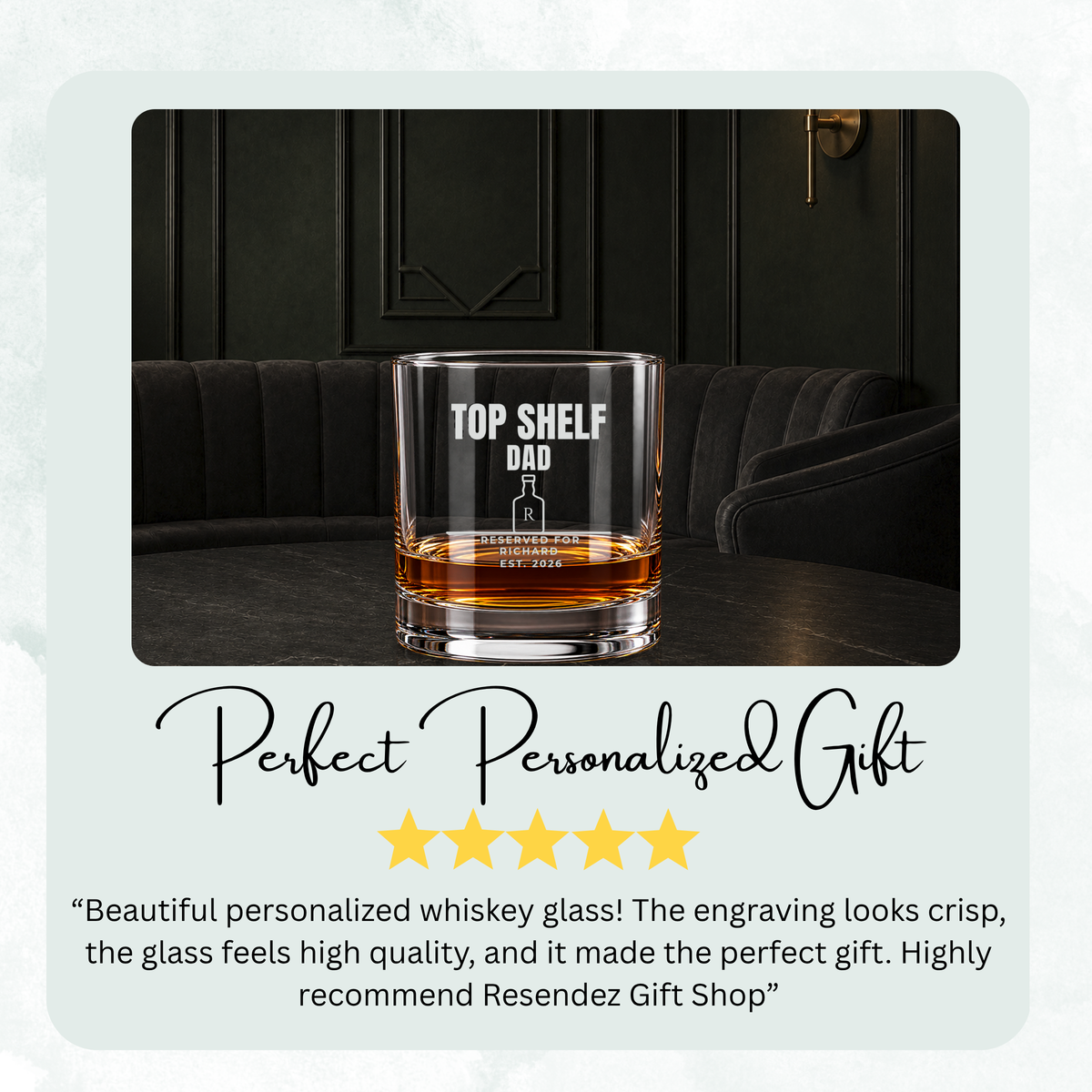 Top Shelf Dad Engraved Whiskey Glass