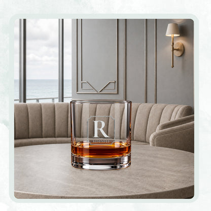 Legacy Initial + 6 Designs Personalized Engraved Whiskey Glasses