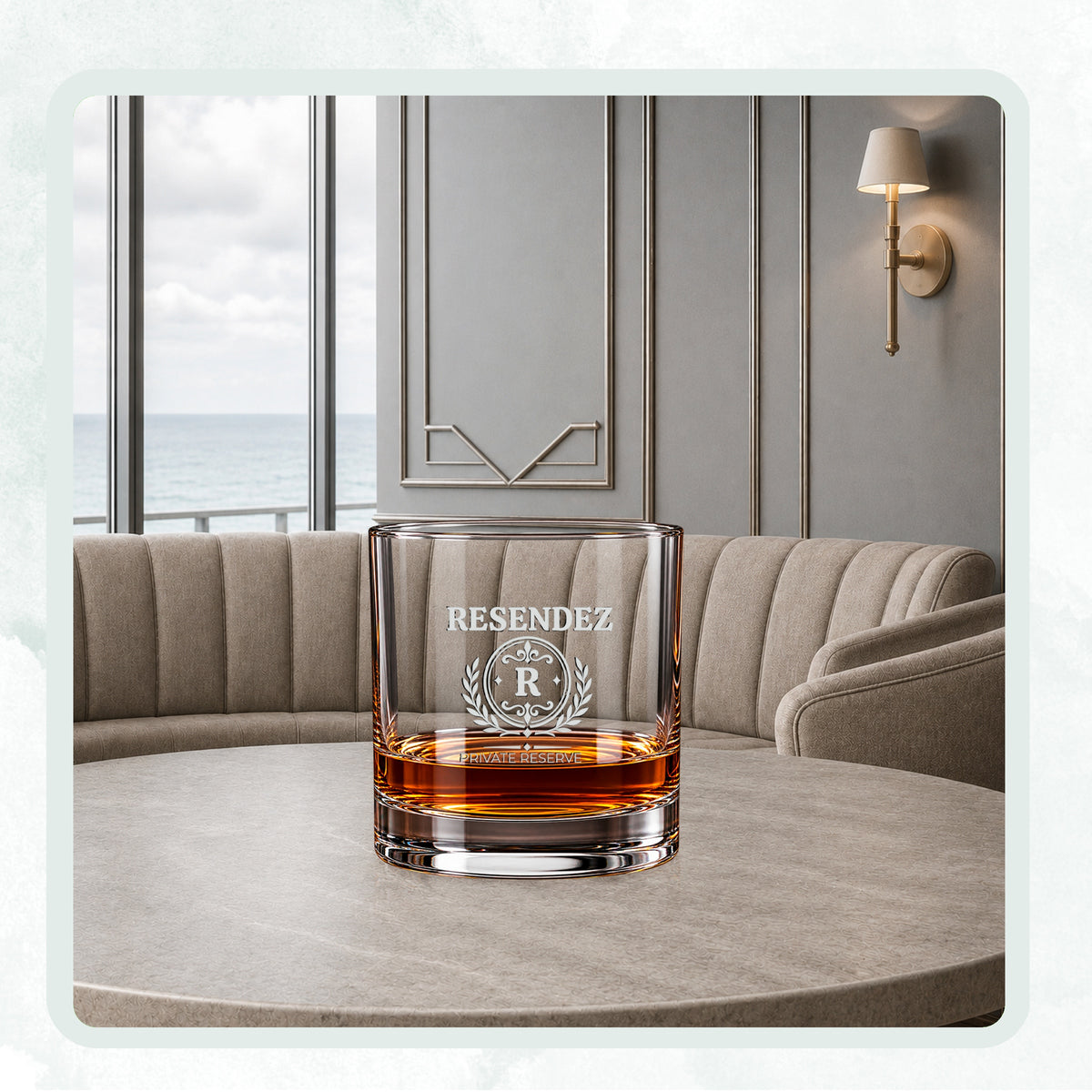 Personalized Scotch Glass, Ornamental Monogram Barware, Custom Gift for Him