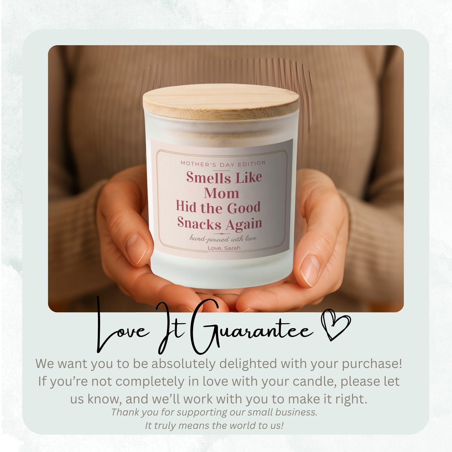 What’s for Dinner Again funny custom candle for Mom – candle detail