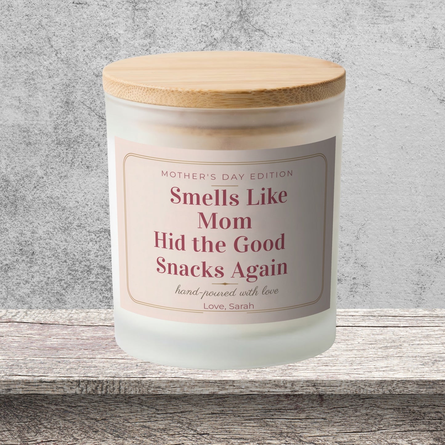 Light When Mom Clocks Out First funny frosted candle gift for Mom – personalization details