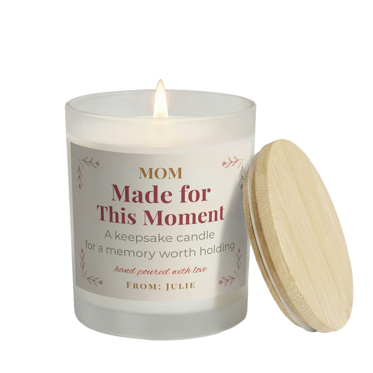 Birthday Gift for Mom personalized frosted candle design – main white-background product image