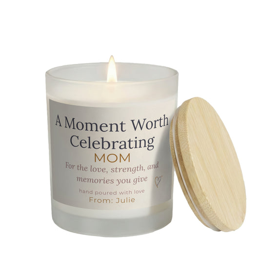 First Mother’s Day personalized frosted candle design – main white-background product image