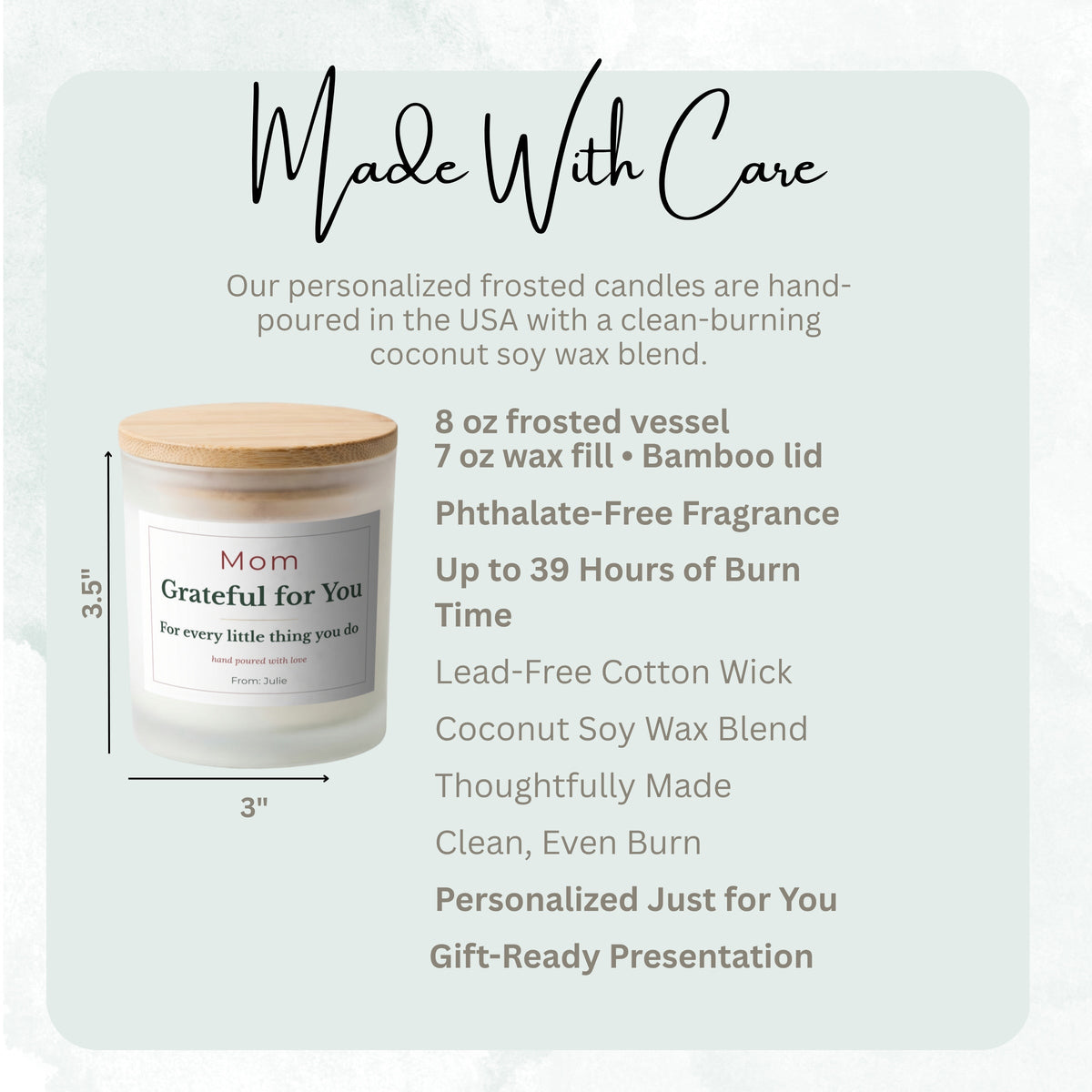 New Mom Gift personalized frosted candle design – product image page 07