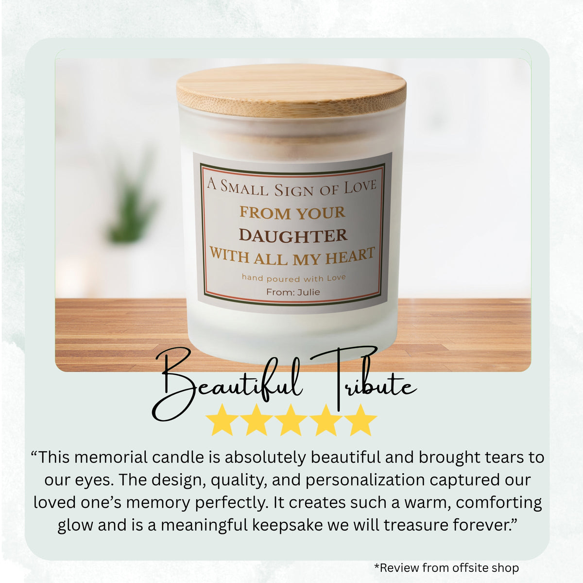 Mom from Daughter personalized frosted candle design – product image page 05