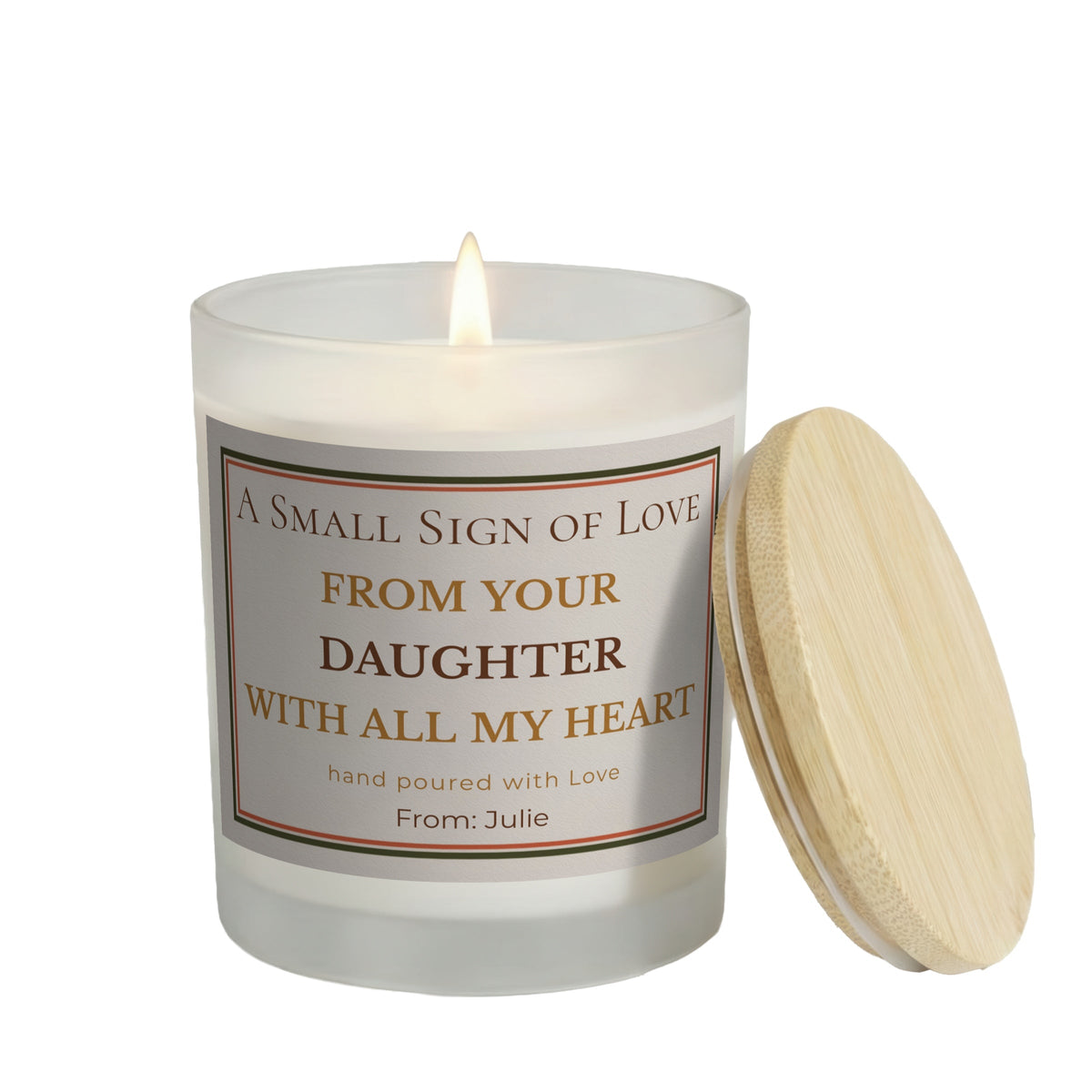 Mom from Daughter personalized frosted candle design – main white-background product image