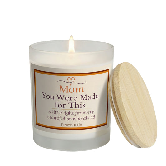Mom from Son personalized frosted candle design – main white-background product image