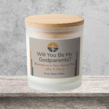 DESIGN A - Blessings on a Very Special Day personalized frosted candle on a stone backdrop