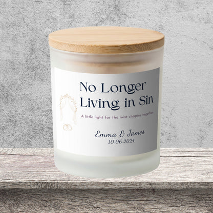 DESIGN B - A Little Light for the Next Chapter personalized frosted candle on a stone backdrop