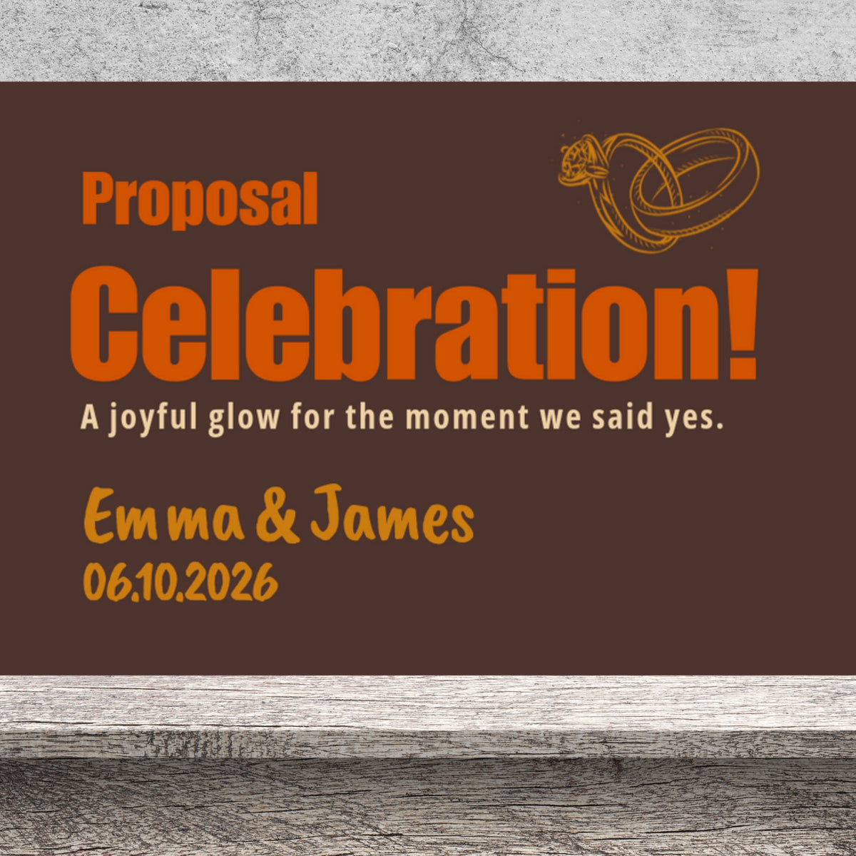 DESIGN E - Proposal Celebration personalized frosted candle on a stone backdrop