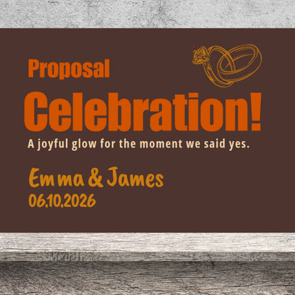 DESIGN E - Proposal Celebration personalized frosted candle on a stone backdrop