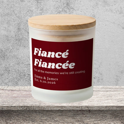 DESIGN D - All the Memories We're Still Creating personalized frosted candle on a stone backdrop