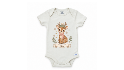 Watercolor Christmas tree personalized First Christmas baby onesie