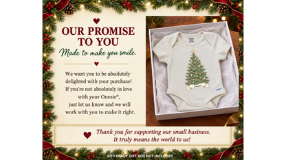 Watercolor Christmas tree personalized First Christmas baby onesie