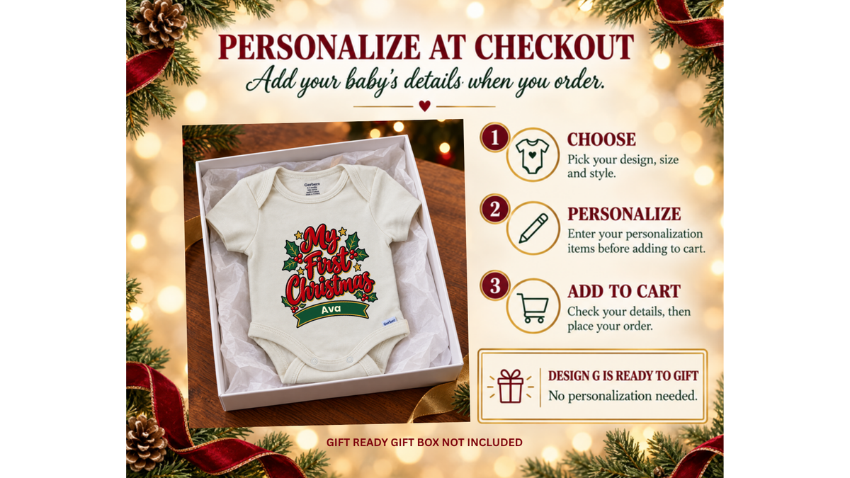 My First Christmas script personalized First Christmas baby onesie