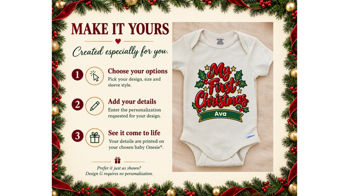My First Christmas script personalized First Christmas baby onesie