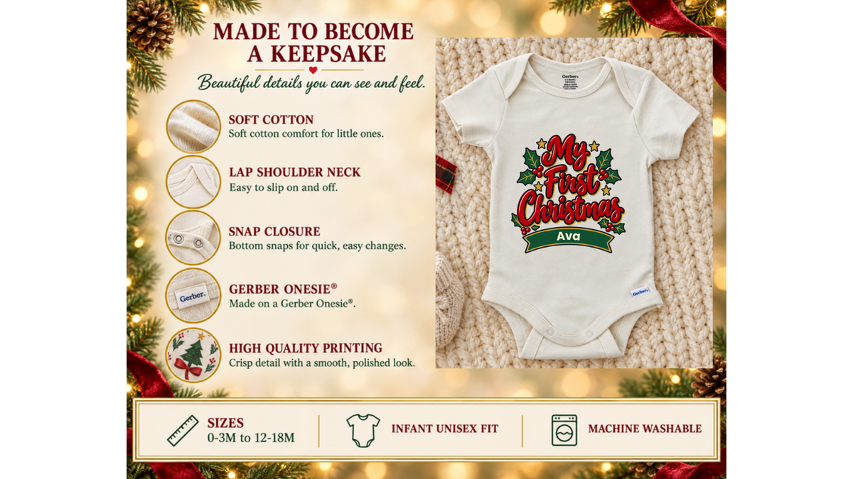 My First Christmas script personalized First Christmas baby onesie