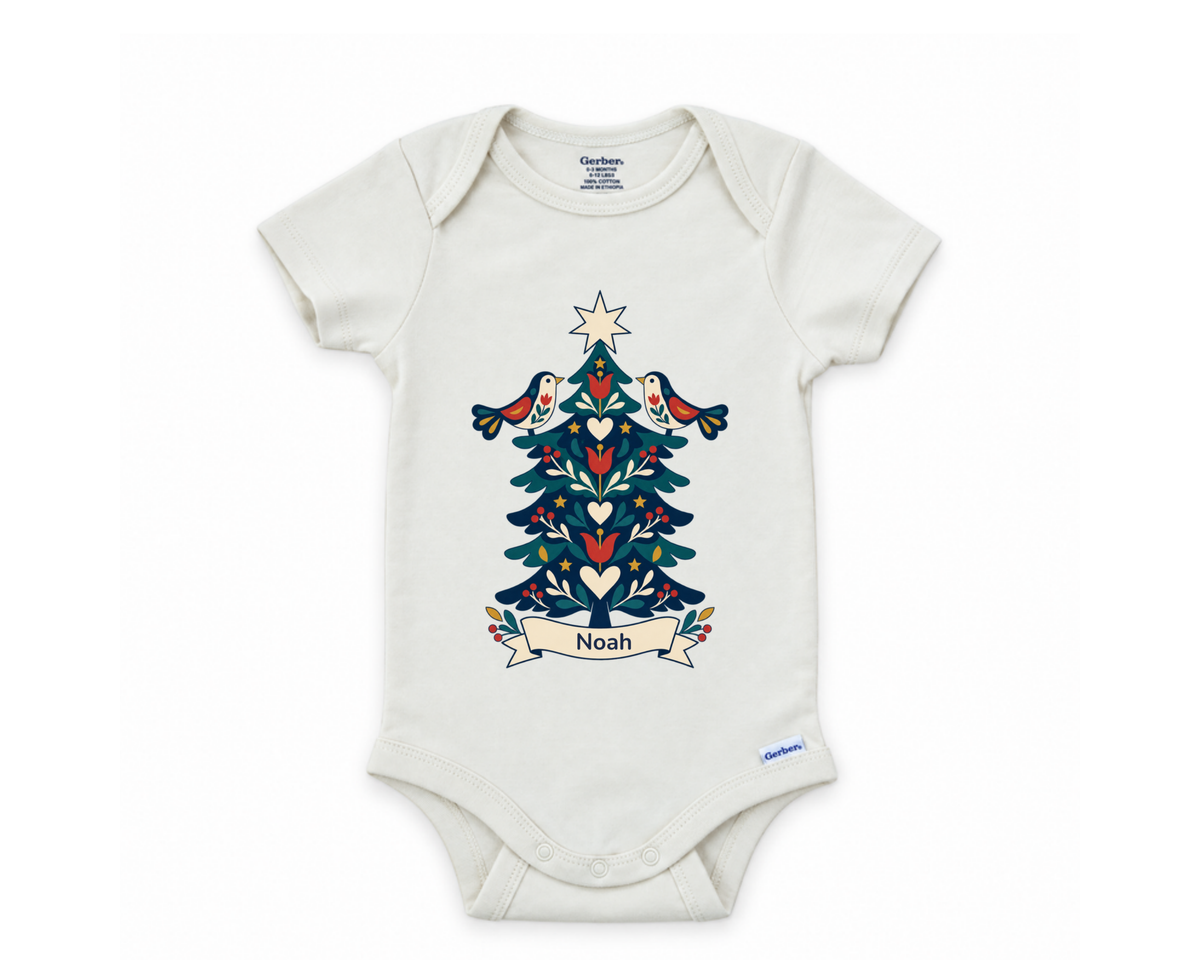 Reindeer fawn personalized First Christmas baby onesie