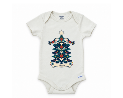 Reindeer fawn personalized First Christmas baby onesie