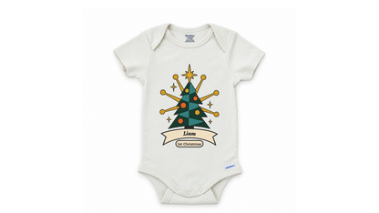 Reindeer fawn personalized First Christmas baby onesie