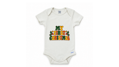 Reindeer fawn personalized First Christmas baby onesie