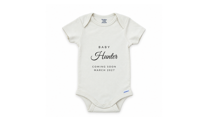 Custom Announcement Baby Carter Script personalized baby announcement onesie