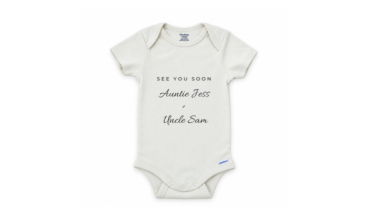 Custom Announcement Baby Carter Serif Caps personalized baby announcement onesie