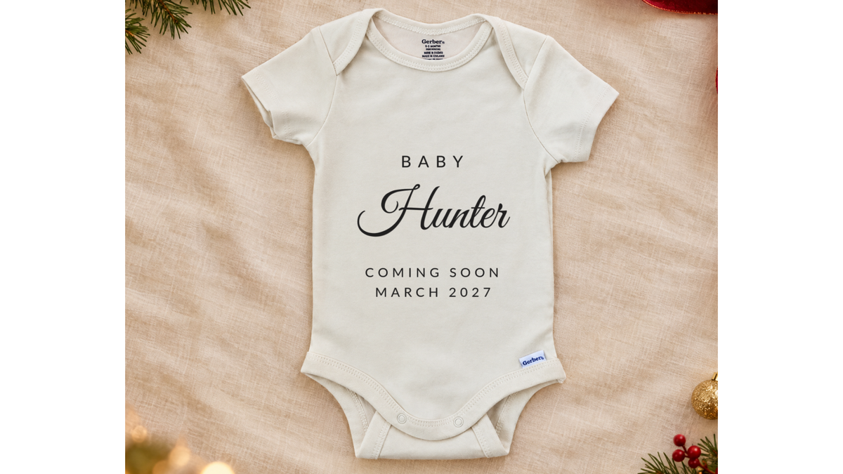 Personalized Announcement Baby Coming Soon personalized baby announcement onesie