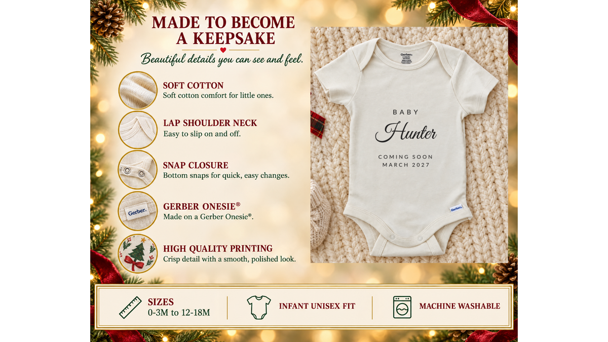 Personalized Announcement Baby Coming Soon personalized baby announcement onesie