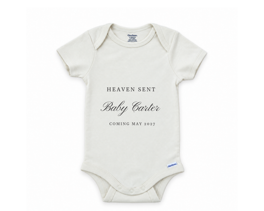 DESIGN F - Heaven Sent Baby personalized baby announcement bodysuit design