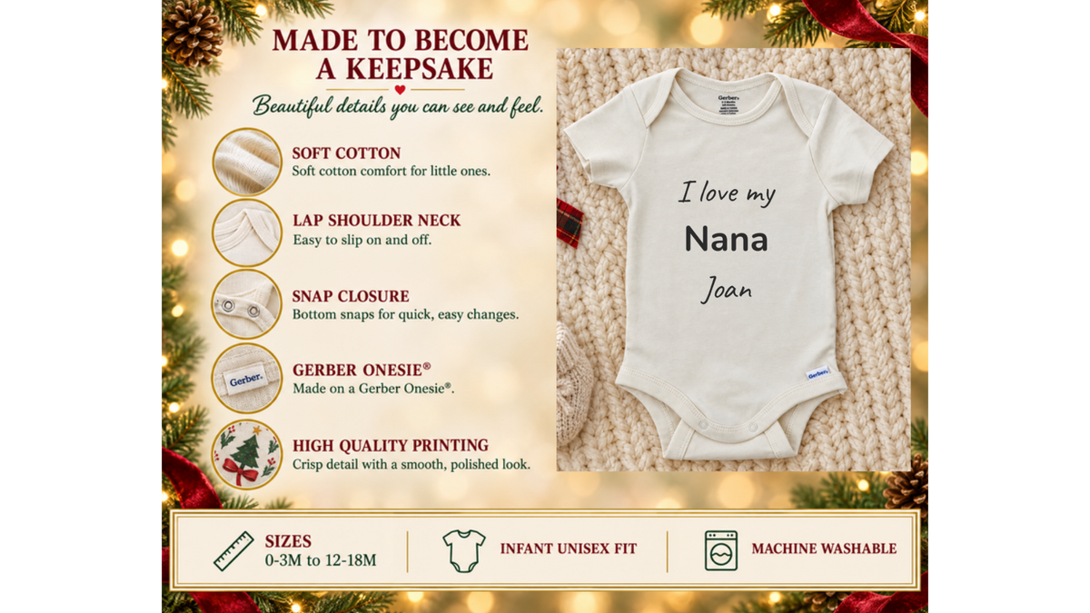 I love my family name personalized baby onesie