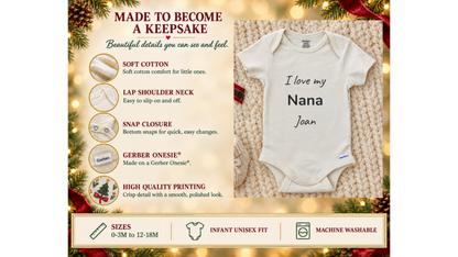 I love my family name personalized baby onesie