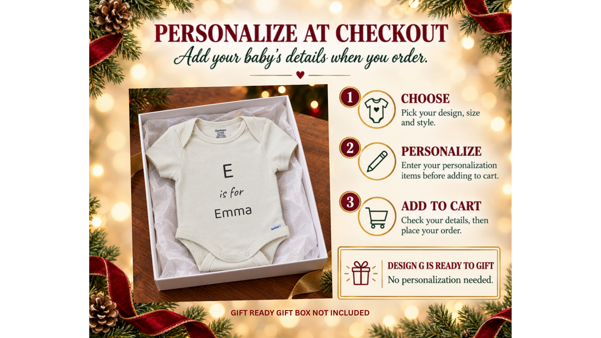 Big initial name personalized baby onesie