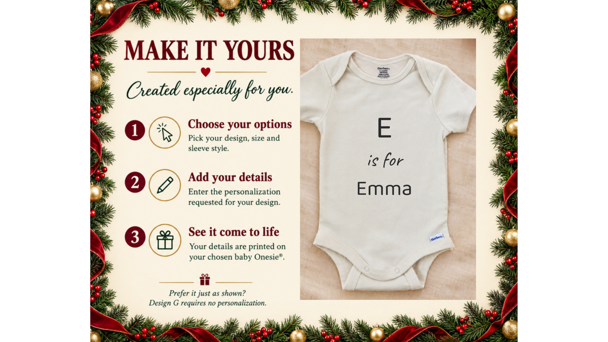 Big initial name personalized baby onesie